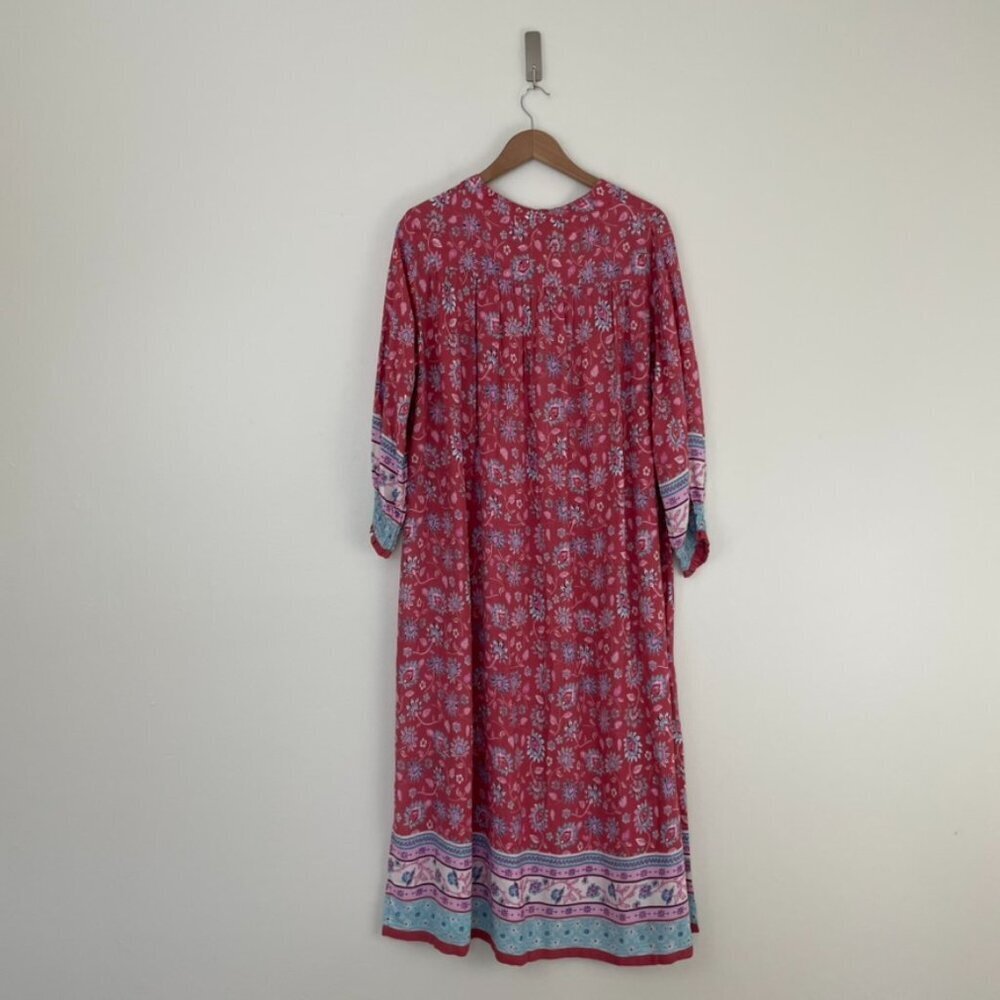 Natural Life Dara Floral Tassel Kaftan 3/4 Sleeve Maxi Dress Size Medium - Picture 2 of 7